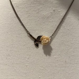 Urban Outfitters Cream Flower Necklace with Bronze Chain